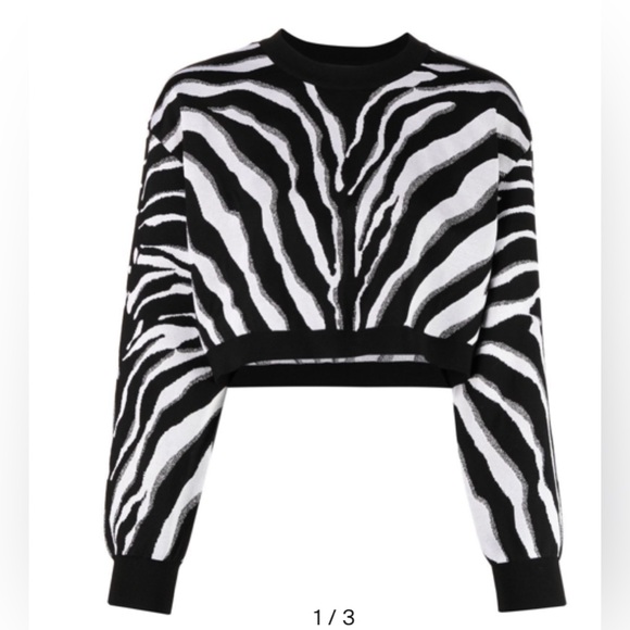 Dolce & Gabbana zebra print metallic threading crew neck long sleeves cropped - Picture 1 of 4